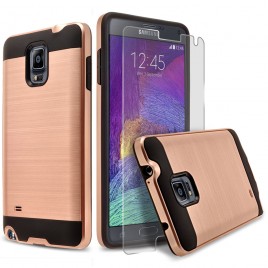 Samsung Galaxy Note 4 Case, 2-Piece Style Hybrid Shockproof Hard Case Cover with [Premium Screen Protector] Hybird Shockproof And Circlemalls Stylus Pen (Rose Gold)